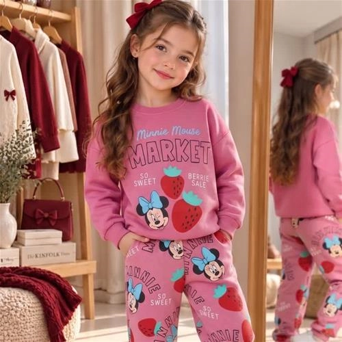 ست دو تیکه دورس شلوار کرکدار مینی توت فرنگی ترک کد 19693