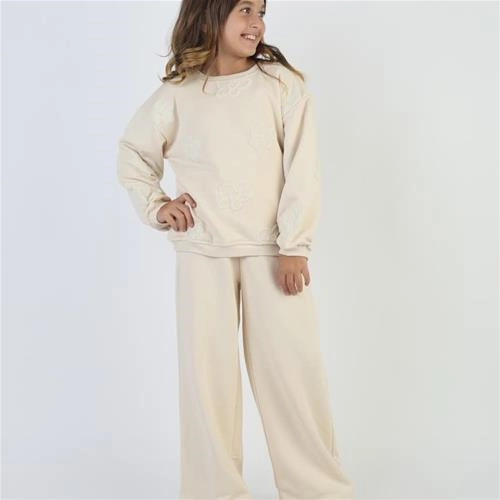 ست دو تیکه دورس شلوار سه نخ گل برجسته ترک کد 18630