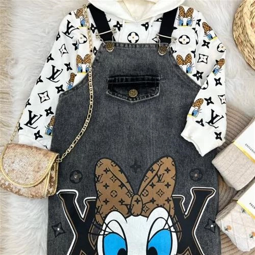 دو تیکه بیلر جین و هودی لویی ویتون  2-5سال ترک کد 5466