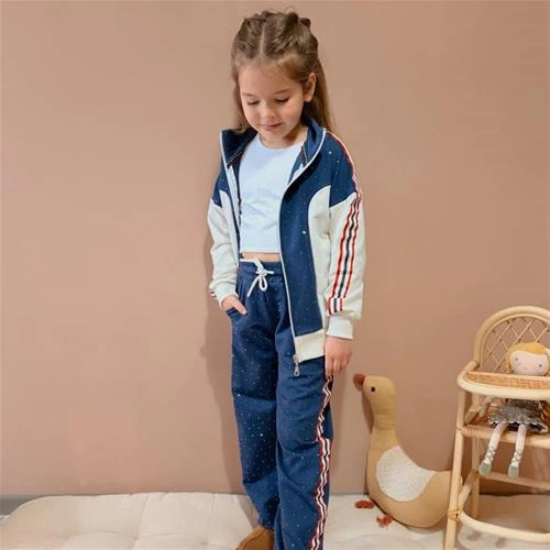 ست دو تیکه سویشرت شلوار نگین دار ترک 4-14سال کد 18917