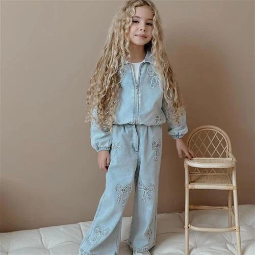 ست دو تیکه کت و شلوار جین پاپیون زیپ دار مجلسی ترک کد 18845