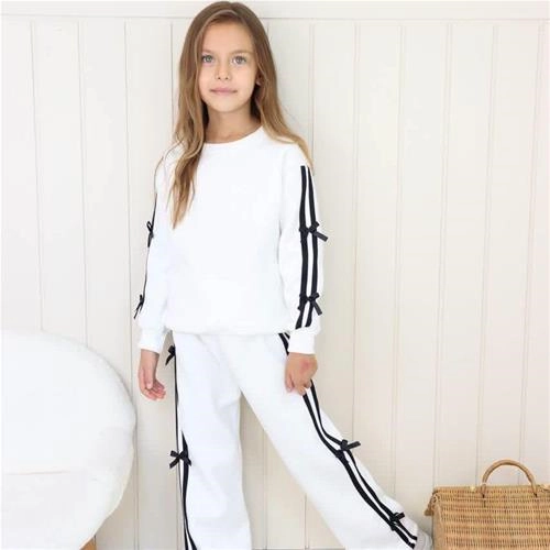 ست دو تیکه کرکدار خط دار بغل پاپیون برجسته ترک 3تا12سال کد 18612