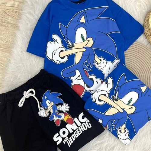 دوتیکه تیشرت شلوارک سونیک ابی ترک کد 18184