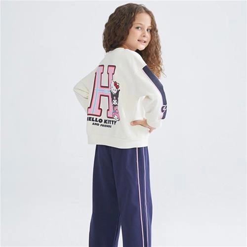 ست دوتیکه دورس شلوار سه نخ هلوکیتی پشت و رو طرحدار  ترک 2-8سال کد 18743