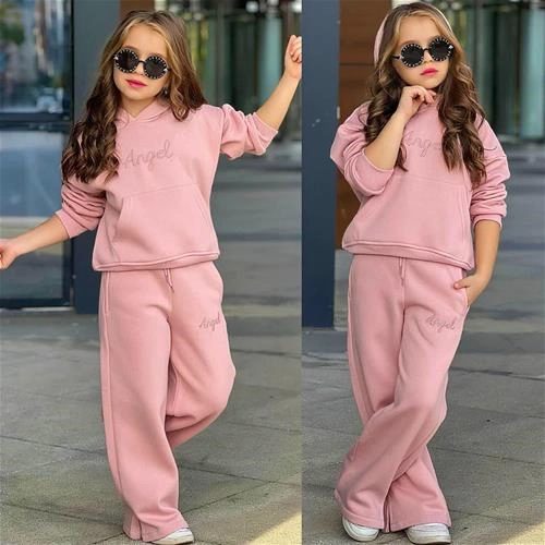 دوتیکه هودی و شلوار کرکدار انجل 4-15سال کد 18684