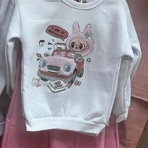 ست دو تیکه کرکدار  لبوبو نگین دار ترک کد 18663