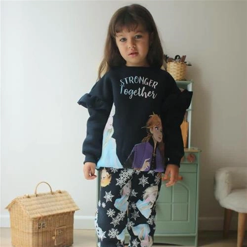 ست دوتیکه  کرکدار استین چین فروزن ترک 3-10سال کد 6196