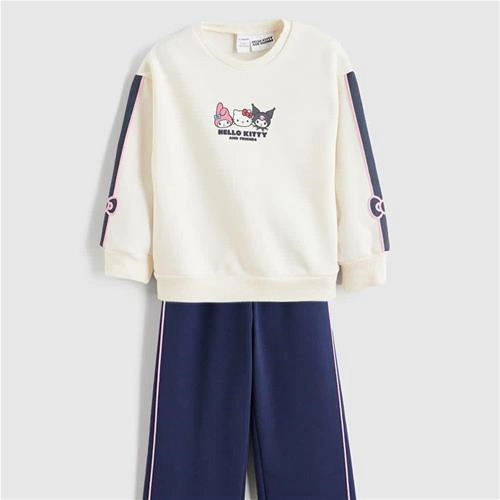 ست دوتیکه دورس شلوار سه نخ هلوکیتی پشت و رو طرحدار  ترک 2-8سال کد 18743