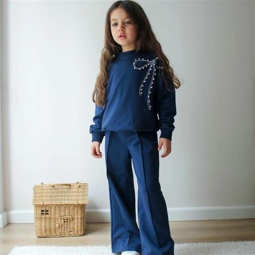 ست دوتیکه دورس شلوار دونخ مروارید پاپیونی جدید ترک کد 18862