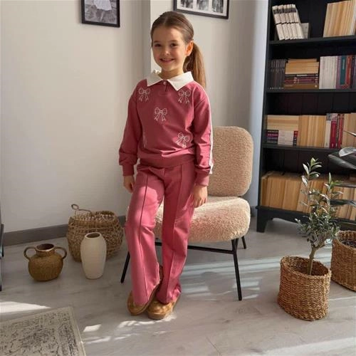 ست دوتیکه پاپیونی یقه خرگوشی ترک 3-12سال کد 18941