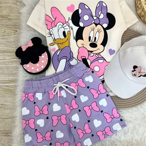 دو تیکه تیشرت شلوارک میکی و اردک زارا ترک کد 5913