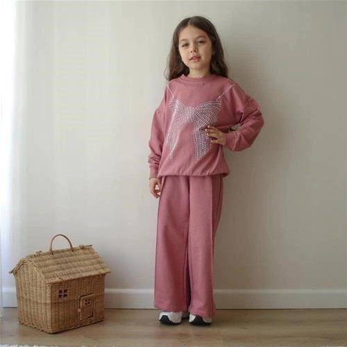 ست دوتیکه دورس شلوار پاپیون نگین دار ترک کد 18969