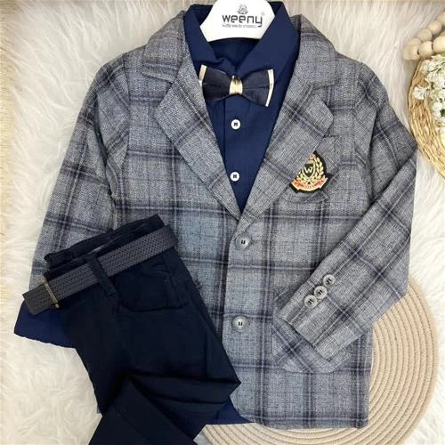 پنج تیکه مجلسی ترک کت استردار شلوار کمربند پاپیون و پیراهن کد 10351