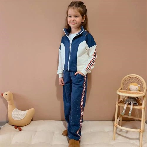 ست دو تیکه سویشرت شلوار نگین دار ترک 4-14سال کد 18917