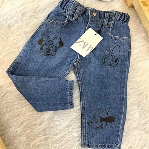 شلوار کمر هویجی جین اردک و میکی  زارا 4258