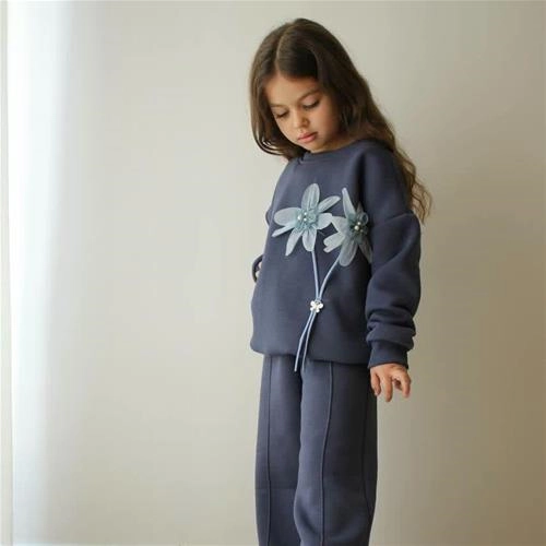 دوتیکه سرمه ای گل برجسته ترک کد 18725