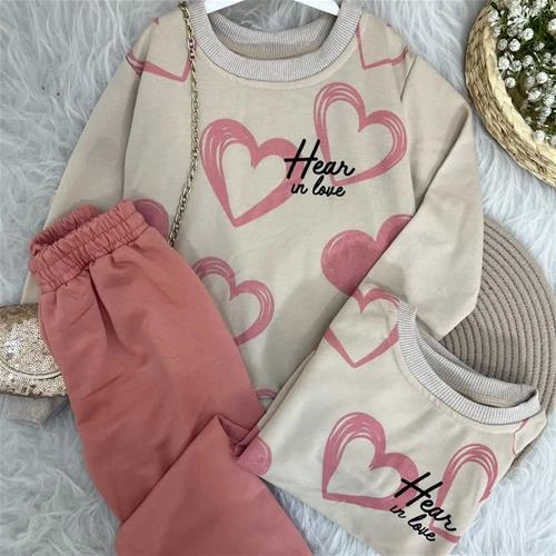 ست دوتیکه دو نخ دورس شلوار طرح قلب ترک کد 18820