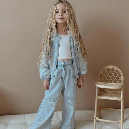 ست دو تیکه کت و شلوار جین پاپیون زیپ دار مجلسی ترک کد 18845