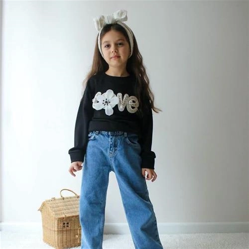 دوتیکه دورس مرواریدی و شلوار جین  ترک کد10400