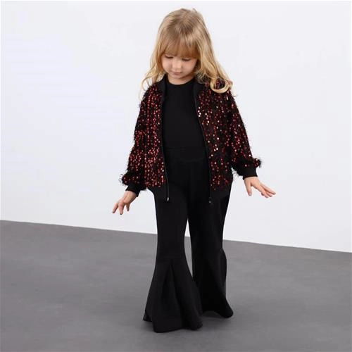 سه تیکه کت پولکی و بادی و شلوار ترک کد 18885