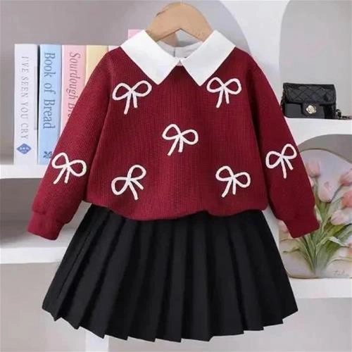 دوتیکه دورس دامن زرشکی 3-12سال ترک کد 18972