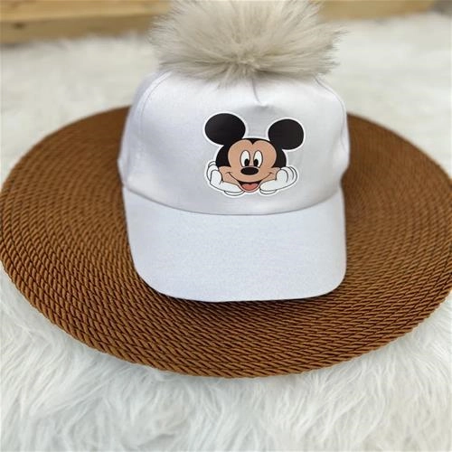 کلاه نقابدار پومدار میکی و دست    4595  کد (فری سایز 2-8سال)