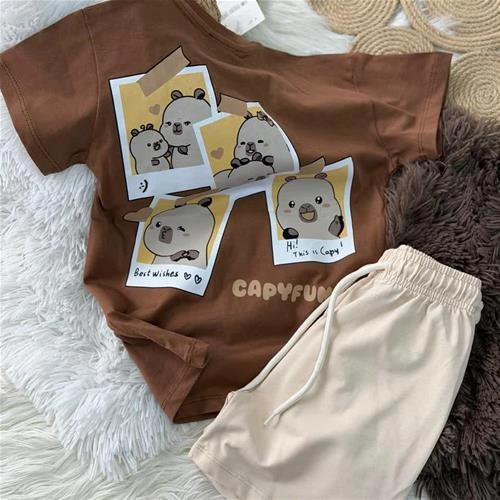 دوتیکه کیوت تیشرت شلوارک پشت و رو طرحدار ترک کد 18999