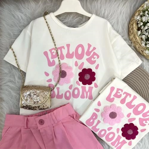 ست دوتیکه تیشرت شلوارک کتان  گل ترک کد 18223