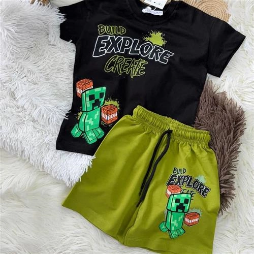 ست دوتیکه تیشرت شلوارک ماینکرافت ترک کد 19008