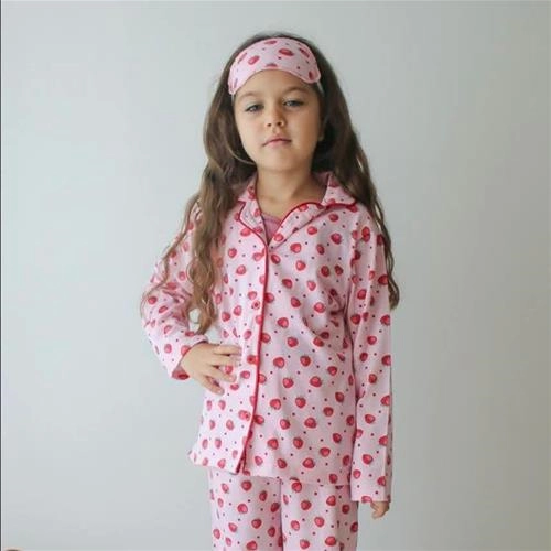 سه تیکه بلوز دکمه دار و شلوار چشم بند ترک جدید 4-12 سال کد18788