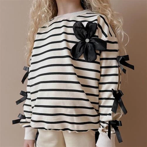 دوتیکه دورس شلوار راه راه پاپیونی گل برجسته  5-14سال کد 18858